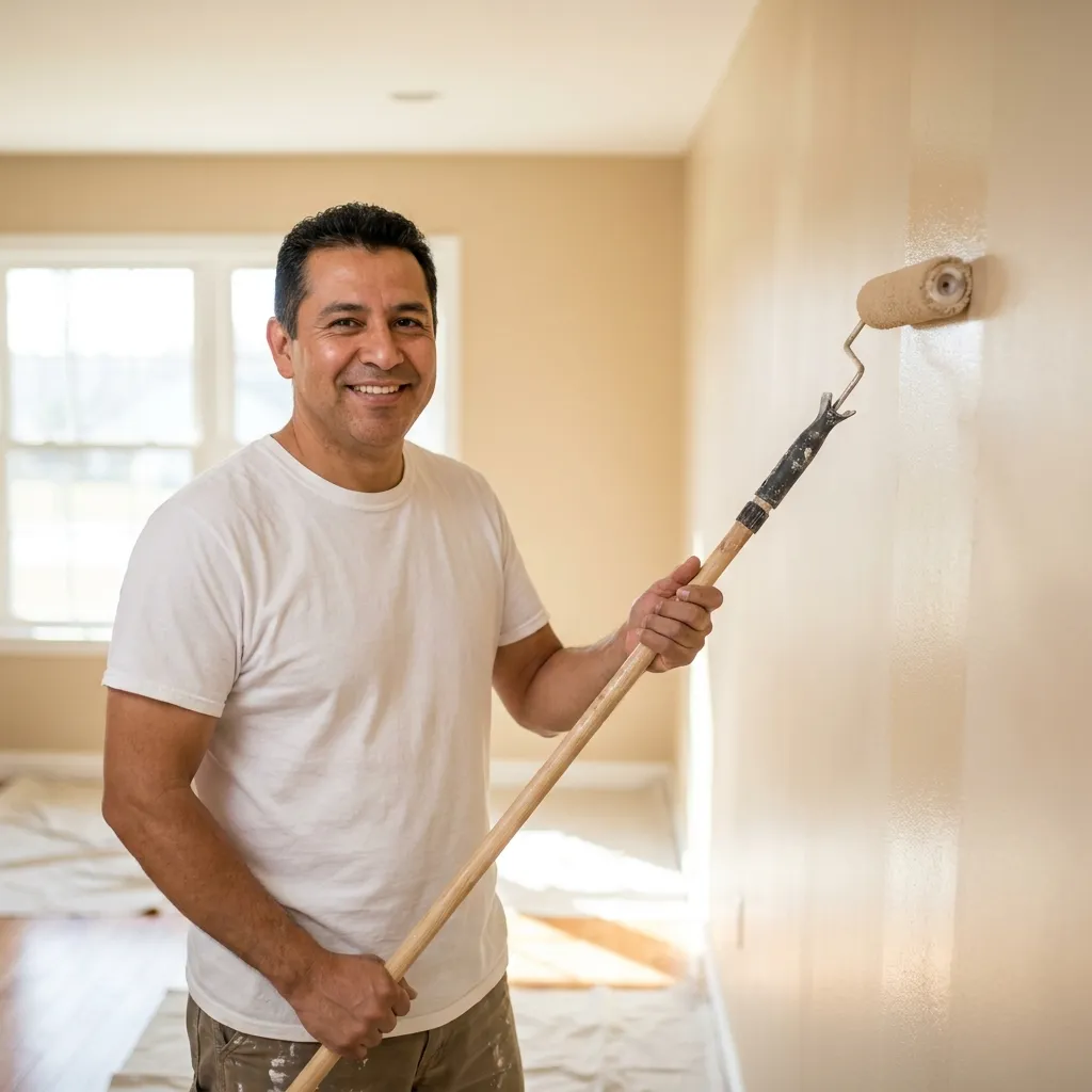 Pintor de Color Trail Painting con rodillo, listo para atender tu casa en Dallas